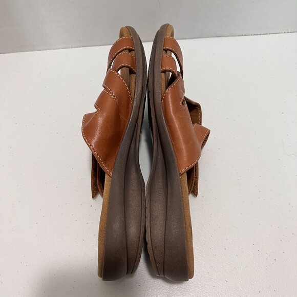 Clarks Reid Newport Women's Cognac Leather Strappy Slide Sandals Size 6 M - Picture 5 of 10